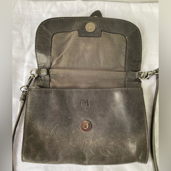 FRYE Leather Crossbody Gray Distressed Leather Bag - Picture 7 of 9